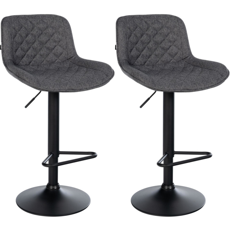 Lot de 2 tabourets de bar Kasson, tissu, noir