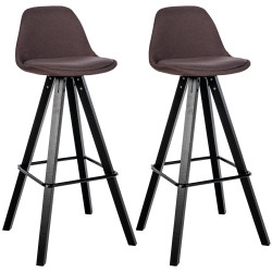 Set di 2 sgabelli da bar in tessuto Corbin Square marrone