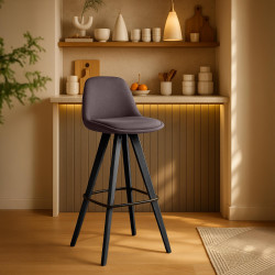 Set di 2 sgabelli da bar in tessuto Corbin Square marrone