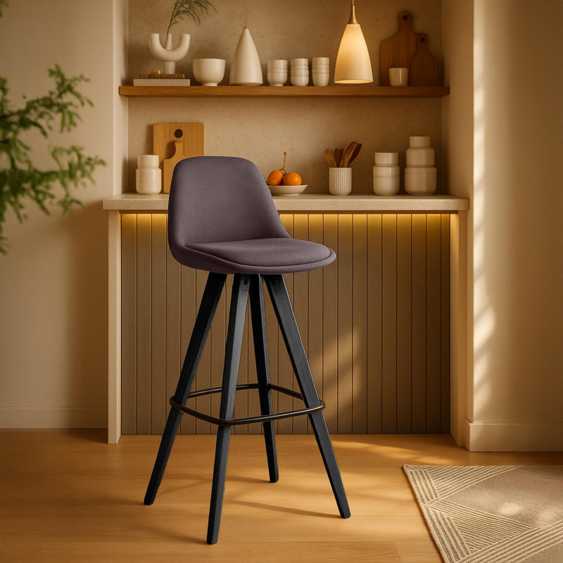 Set di 2 sgabelli da bar in tessuto Corbin Square marrone