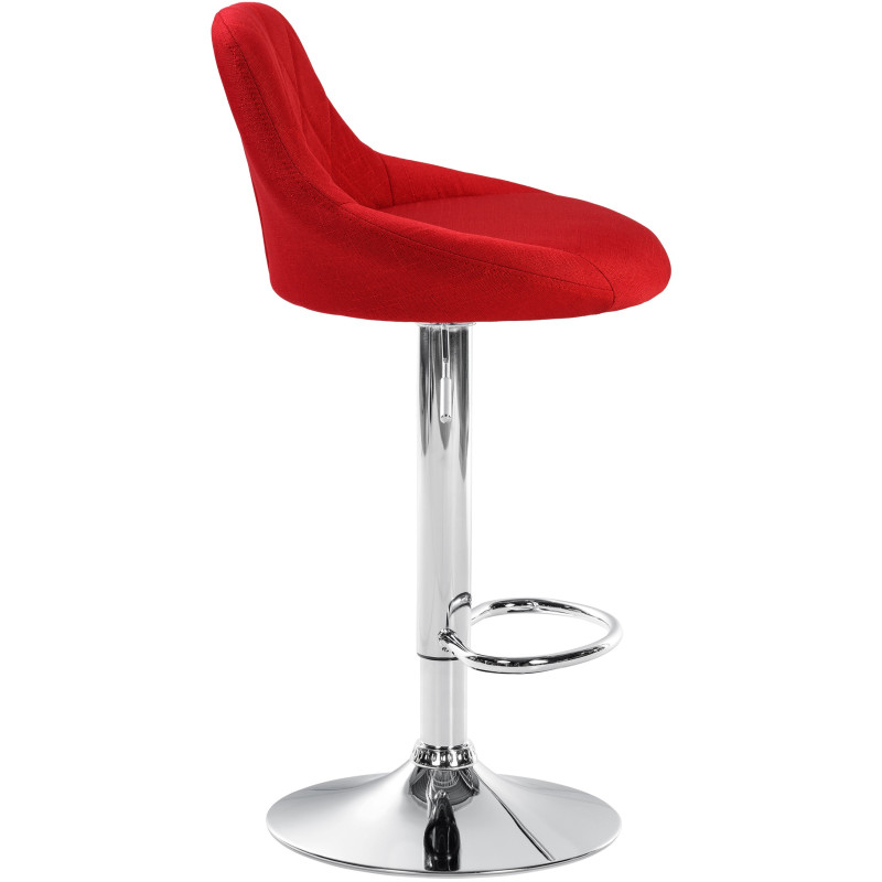 Tabouret de bar Lazio tissu chrome rouge