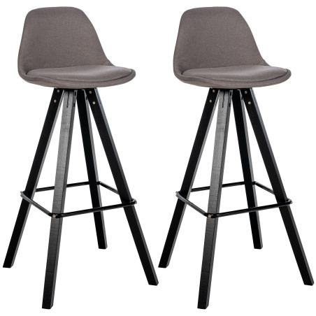 Conjunto de 2 banquetas de bar Corbin, estofadas, quadradas, cor taupe.