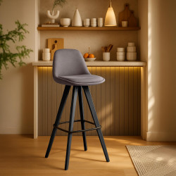 Lot de 2 tabourets de bar Corbin, en tissu, carrés, taupe