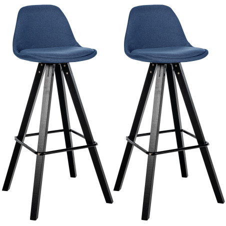Juego de 2 taburetes de bar Corbin tapizados en tela, cuadrados, azules