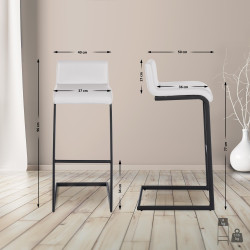Ensemble de 2 tabourets de bar Newport B, similicuir, blanc