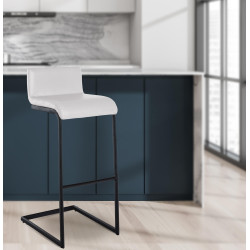 Ensemble de 2 tabourets de bar Newport B, similicuir, blanc