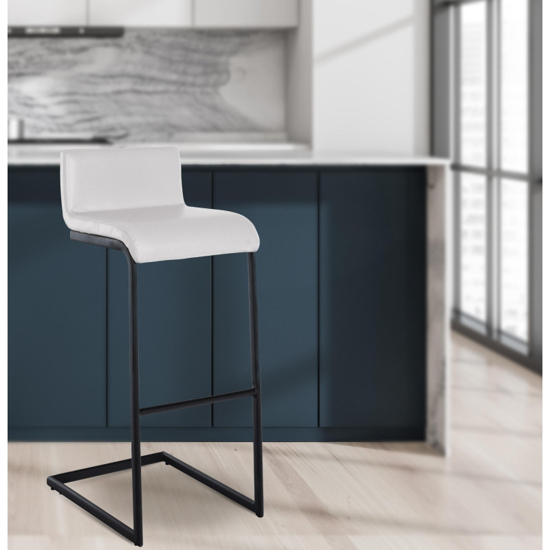 Ensemble de 2 tabourets de bar Newport B, similicuir, blanc