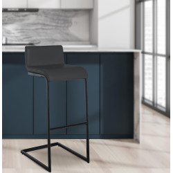 Conjunto de 2 banquetas Newport B, em couro sintético, cinza escuro