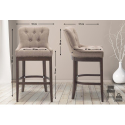 Tabouret de bar Lakewood en tissu taupe antique
