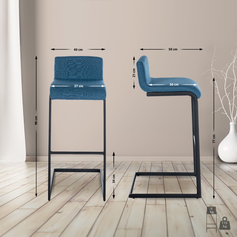 Conjunto de 2 banquetas Newport B, em tecido azul.