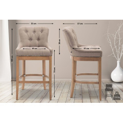 Tabouret de bar Lakewood en tissu, taupe clair antique
