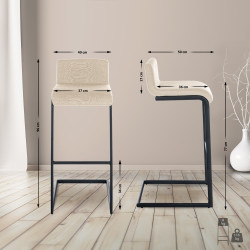 Set di 2 sgabelli da bar Newport B, tessuto crema