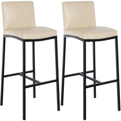 Conjunto de 2 banquetas de bar Freeport, em couro sintético, modelo B, cor creme.