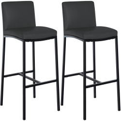 Ensemble de 2 tabourets de bar Freeport en similicuir gris foncé