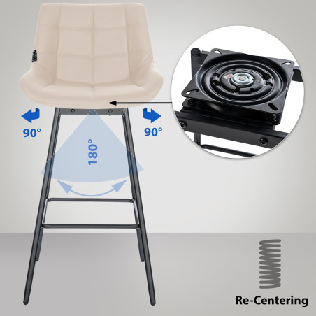 Conjunto de 4 banquetas giratórias Weston, em couro sintético, cor creme.