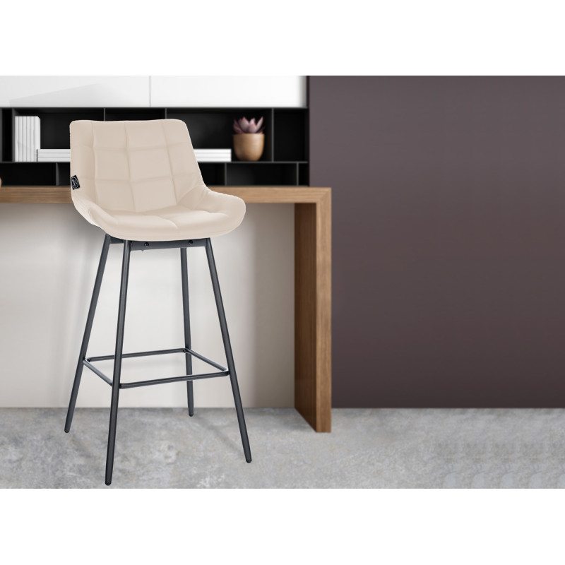 Set di 4 sgabelli da bar girevoli Weston, similpelle, crema