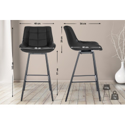 Conjunto de 4 banquetas giratórias Weston, em couro sintético, pretas.