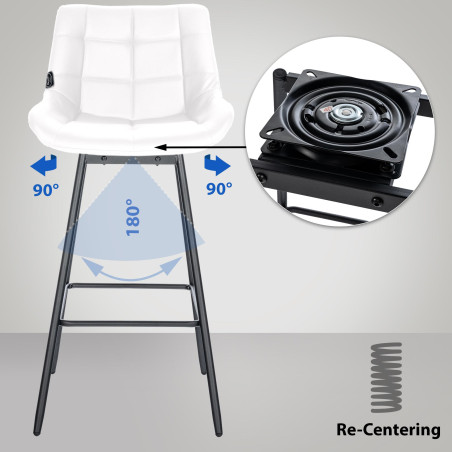 Juego de 4 taburetes giratorios Weston, imitación piel, blancos