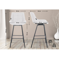 Ensemble de 4 tabourets de bar pivotants Weston, similicuir, blancs