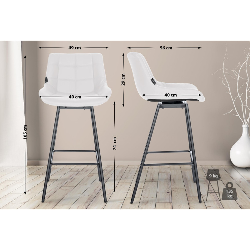 Set di 4 sgabelli da bar girevoli Weston, similpelle, bianchi