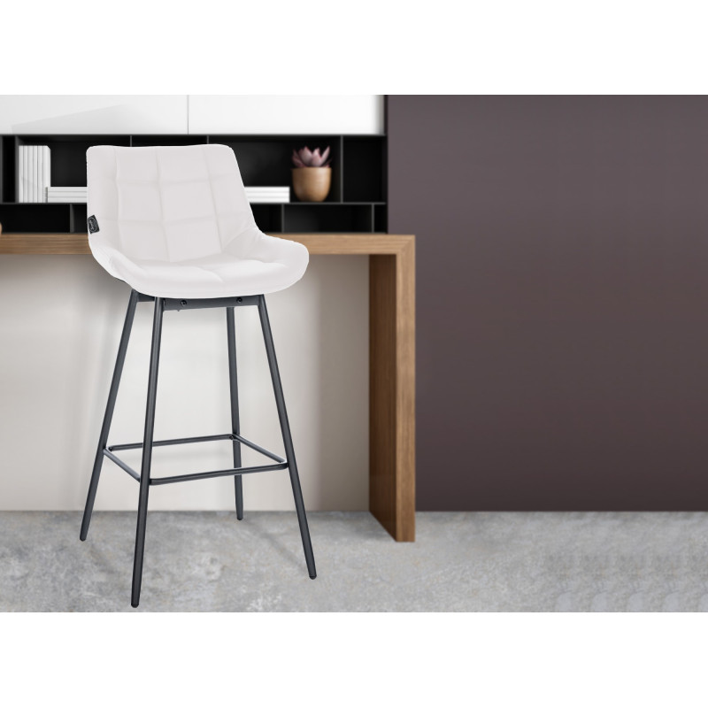 Set di 4 sgabelli da bar girevoli Weston, similpelle, bianchi