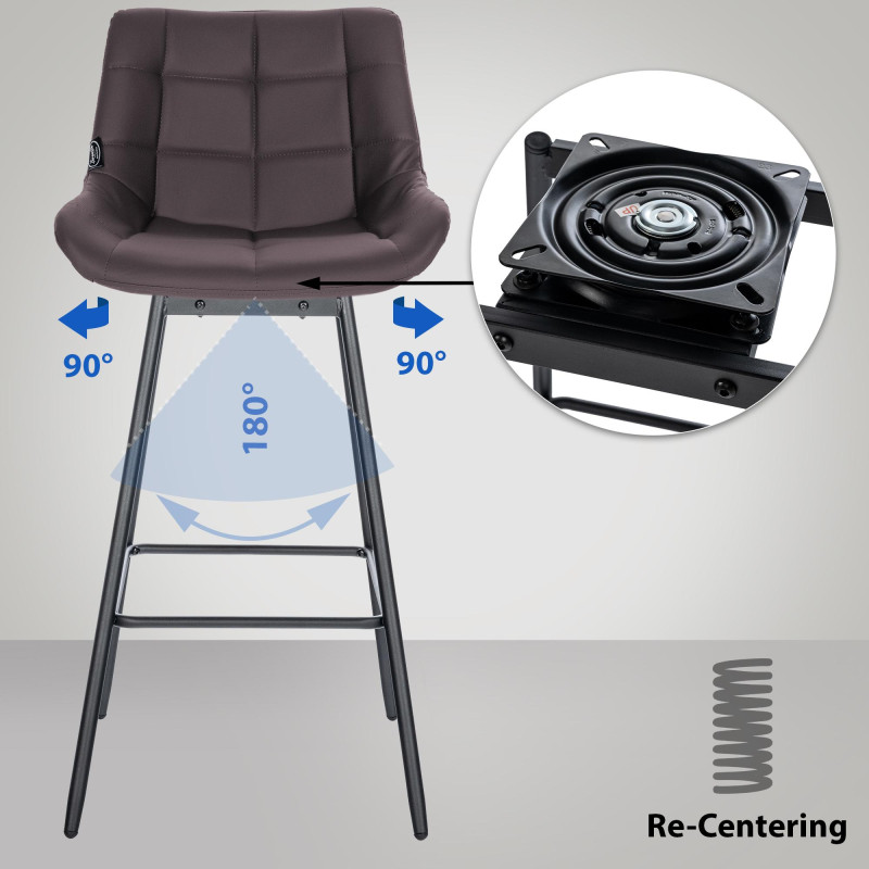 Conjunto de 4 banquetas giratórias Weston, em couro sintético, marrom.