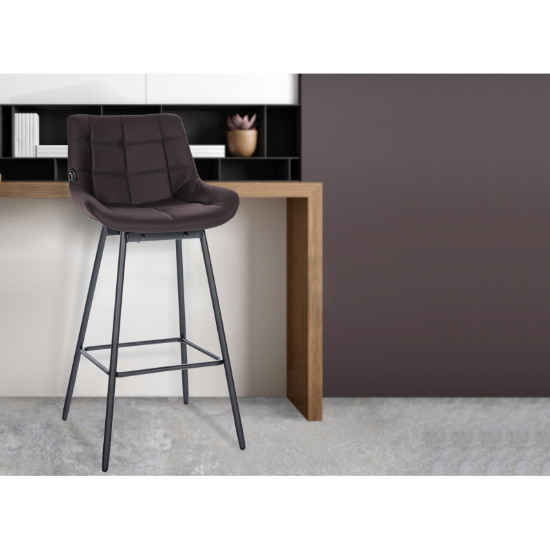 Set di 4 sgabelli da bar girevoli Weston, similpelle, marrone