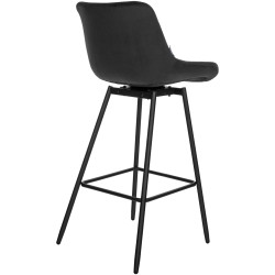 Ensemble de 4 tabourets de bar pivotants Weston, en velours noir