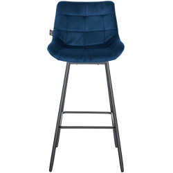 Set di 4 sgabelli da bar girevoli Weston, velluto, blu