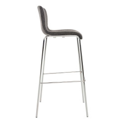 Tabouret de bar Hoover tissu 4 pieds structure chrome gris clair