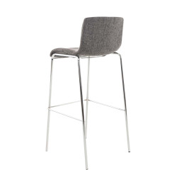 Tabouret de bar Hoover tissu 4 pieds structure chrome gris clair