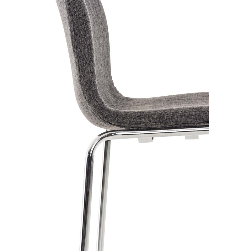 Tabouret de bar Hoover tissu 4 pieds structure chrome gris clair