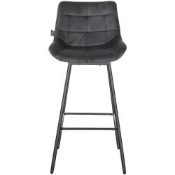 Ensemble de 4 tabourets de bar pivotants Weston en velours gris foncé