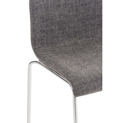 Tabouret de bar Hoover tissu 4 pieds structure chrome gris clair