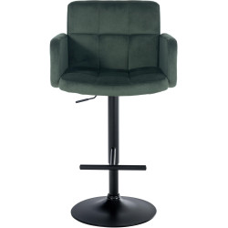 Ensemble de 2 tabourets de bar Los Angeles en velours noir et vert foncé