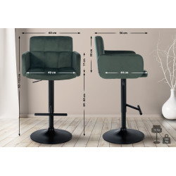 Set di 2 sgabelli da bar Los Angeles in velluto nero verde scuro