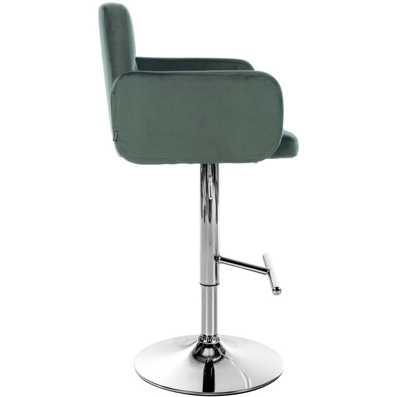 Ensemble de 2 tabourets de bar Los Angeles en velours chromé vert foncé