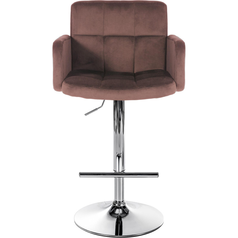 Set di 2 sgabelli da bar Los Angeles in velluto marrone cromato