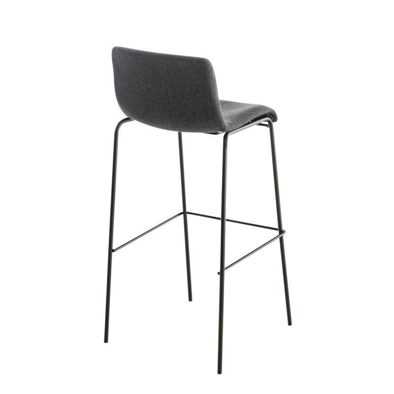 Tabouret de bar Hoover tissu 4 pieds noir gris foncé