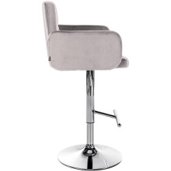 Ensemble de 2 tabourets de bar Los Angeles en velours gris chromé