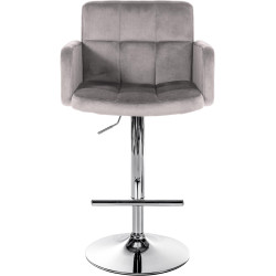 Set di 2 sgabelli da bar Los Angeles in velluto grigio cromo