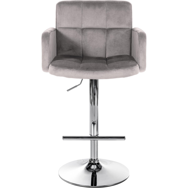 Set di 2 sgabelli da bar Los Angeles in velluto grigio cromo