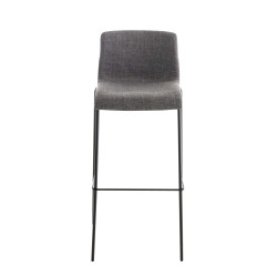 Tabouret de bar Hoover tissu 4 pieds noir gris clair