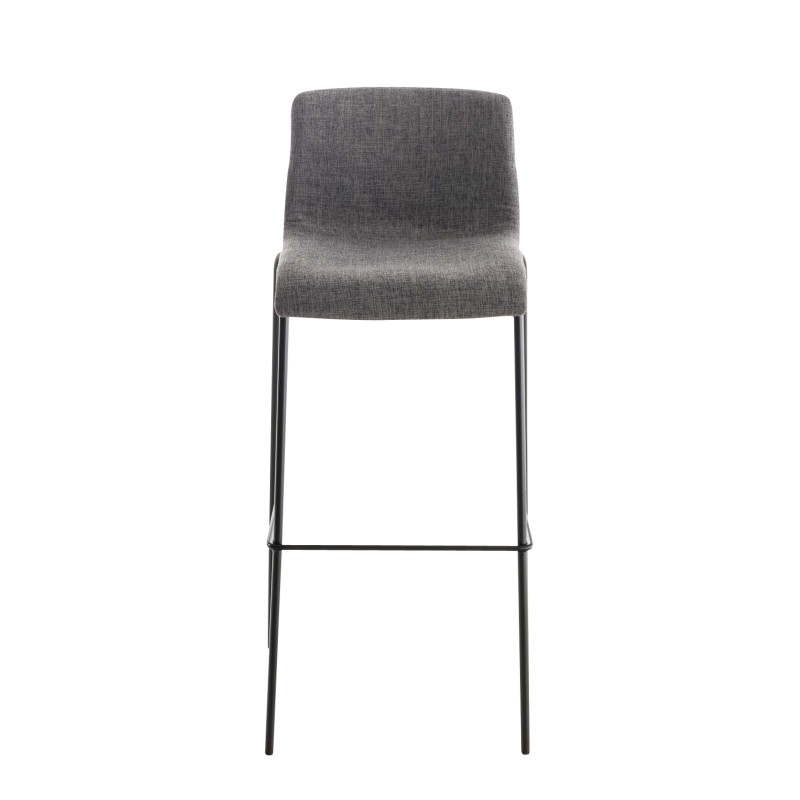 Tabouret de bar Hoover tissu 4 pieds noir gris clair