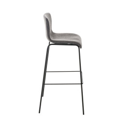 Tabouret de bar Hoover tissu 4 pieds noir gris clair