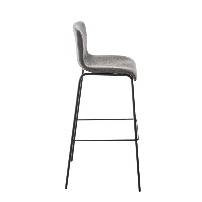 Tabouret de bar Hoover tissu 4 pieds noir gris clair
