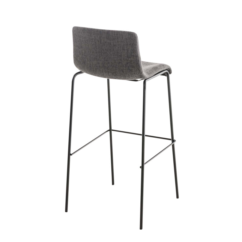 Tabouret de bar Hoover tissu 4 pieds noir gris clair