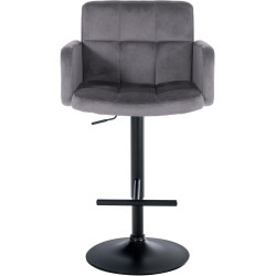 Ensemble de 2 tabourets de bar Los Angeles en velours noir et gris foncé