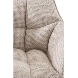 Tabouret de bar en tissu Damaso avec structure à 4 pieds blanc ivoire