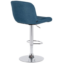 Tabouret de bar Solon en tissu chromé bleu